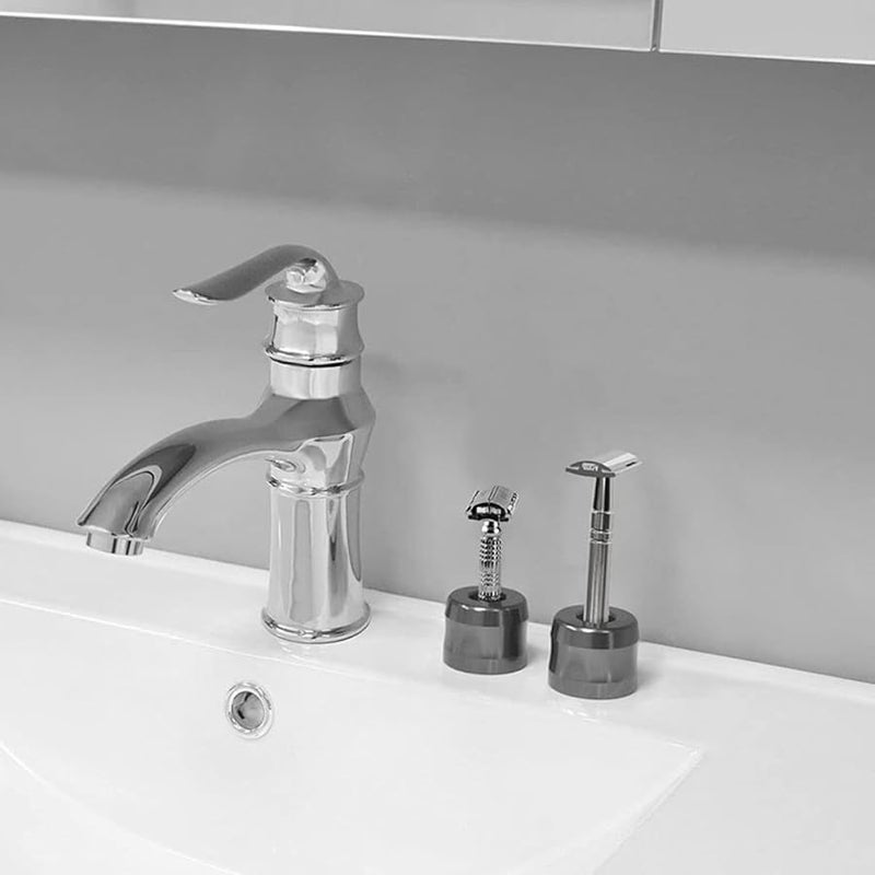 Cabilock Large Diameter Silver Aluminum Alloy Razor Stand Holder for Men - Image 3
